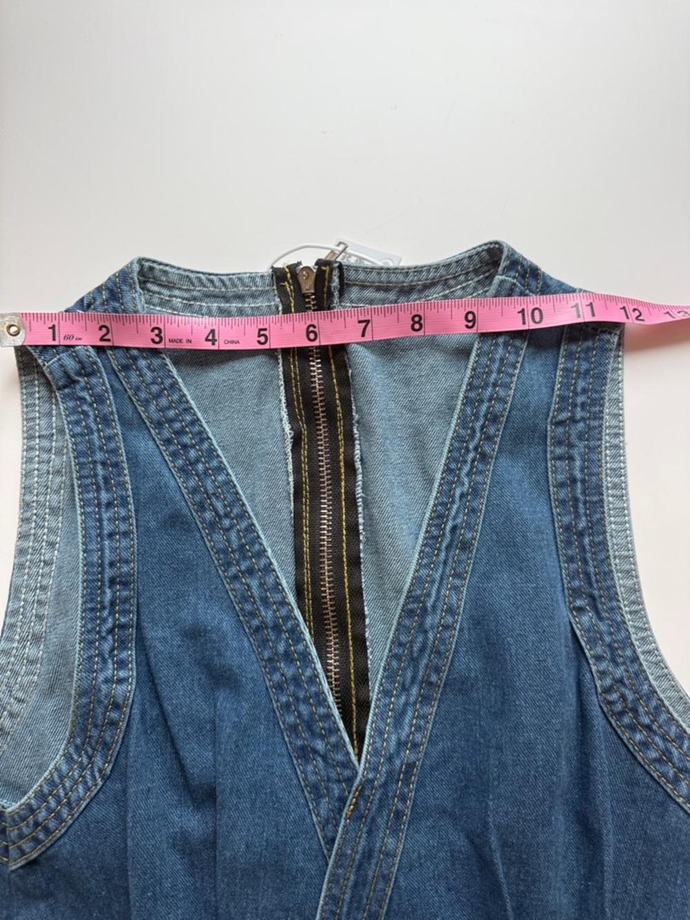 Sleeveless Wide-Leg Denim Overalls in Blue - Picture 7 of 9